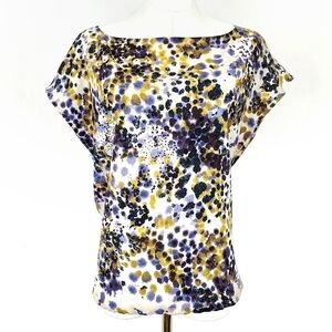 Loft Abstract Print Top Large Petite Purple Black